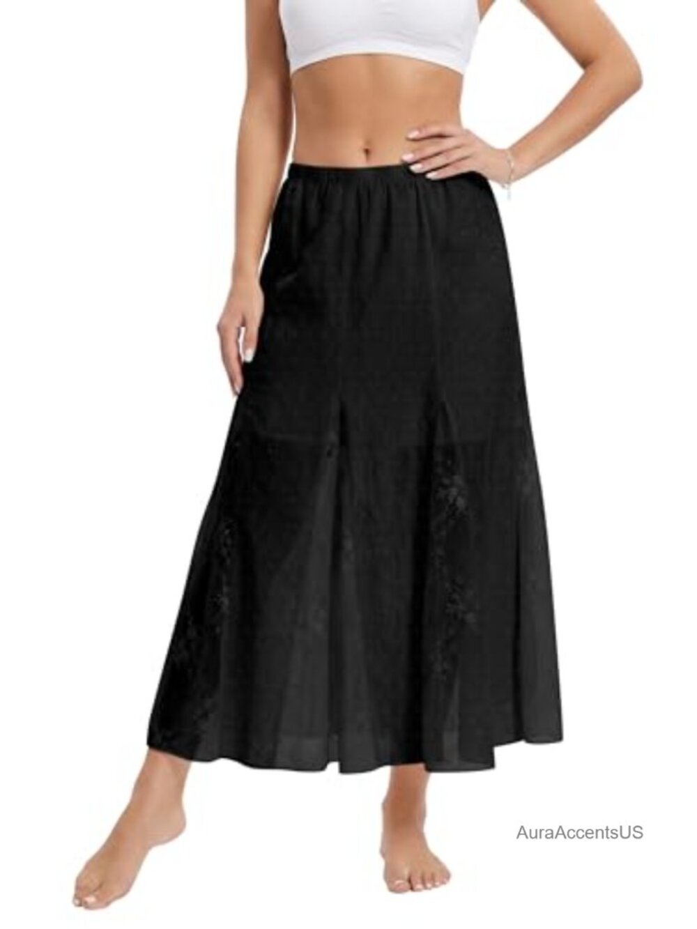 Boho Lace Maxi Skirt Flowy Patchwork Long